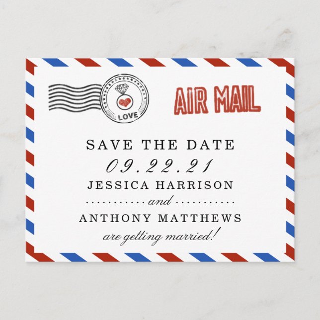 Carte Postale Faire-part La collection de mariage par avion moderne (Devant)