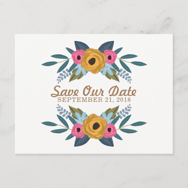 Carte Postale Faire-part La collection de mariages blancs Floral Wreath (Devant)
