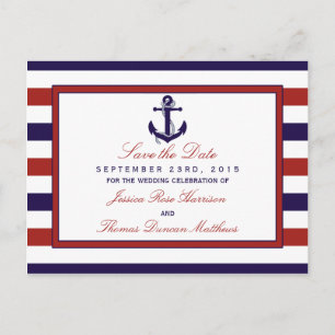 Carte Postale Faire-part La collection de Mariages d'Ancres nautiques Red &