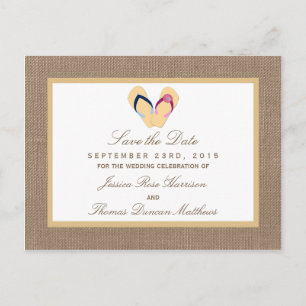 Carte Postale Faire-part La collection de Mariages Flip Flop Sand Beach Bur