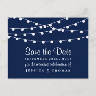 Carte Postale Faire-part La Collection Mariage Bleu Marine Lights
