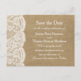Carte Postale Faire-part La Collection Mariage Kraft & Lace Enregistrer La