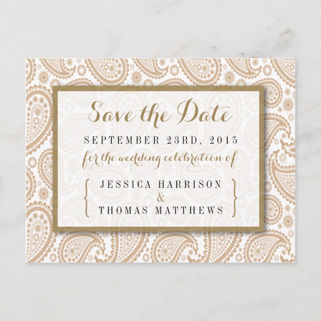 Carte Postale Faire-part La collection Mariage moderne de Paisley - Brown (Devant)