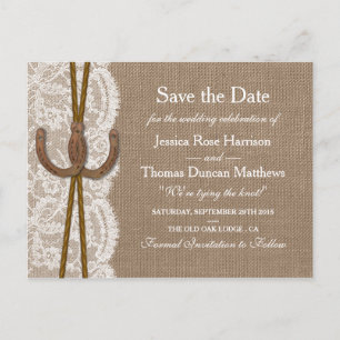 Carte Postale Faire-part La Collection Rustic Horseshoe Enregistrer La Date