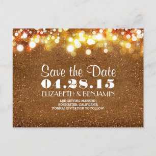 Carte Postale Faire-part la ficelle d'or de parties scintillantes des
