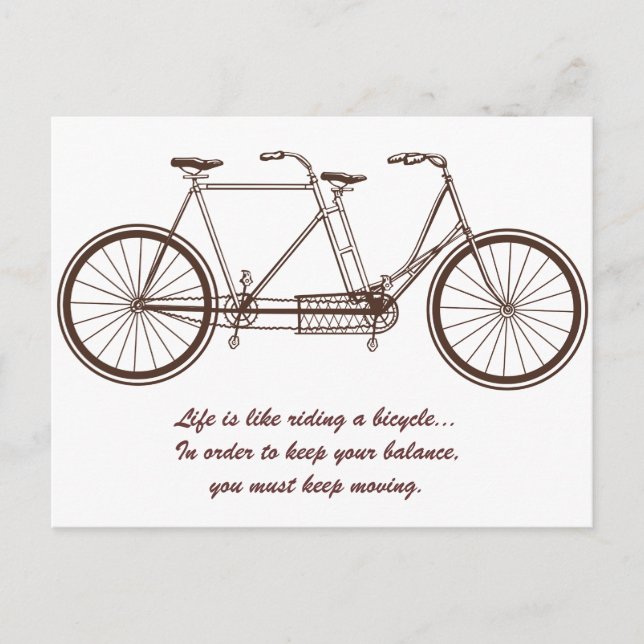 Carte Postale Faire-part "La vie, c'est comme faire du vélo..." (Devant)
