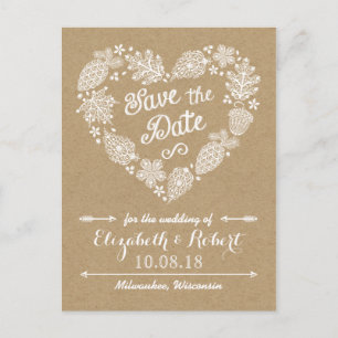 Carte Postale Faire-part Lacy Feuilles - Fall in Love Enregistrer la date