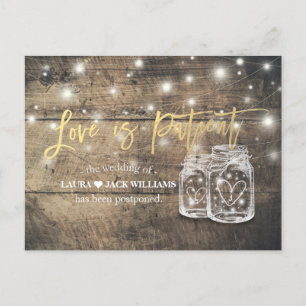 Carte Postale Faire-part L'amour est le Mariage patient Postponement Mason 