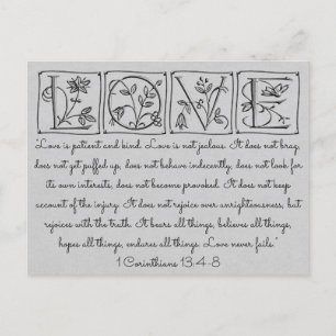 Carte Postale Faire-part L'amour est Patient-Doux-Ne Déçoit Jamais~Écriture