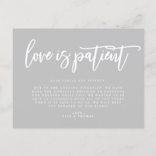 Carte Postale Faire-part L'amour est patient Report de mariage