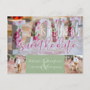 Carte Postale Faire-part L'amour romantique est dans l'air Sauvegarder la d