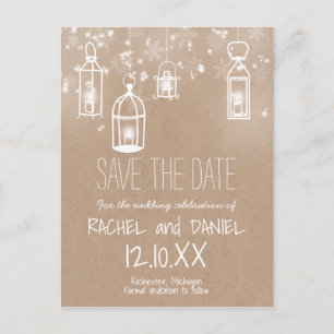 Carte Postale Faire-part Lanternes d'hiver kraft save the date