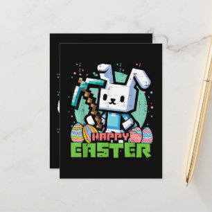 Carte Postale Faire-part Lapin de Pâques Pixel Game Joyeux 