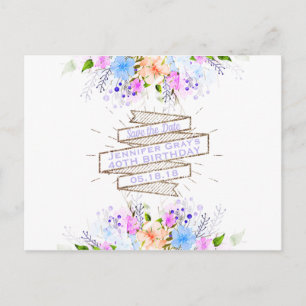 Carte Postale Faire-part L'aquarelle fleurit la fête d'anniversaire