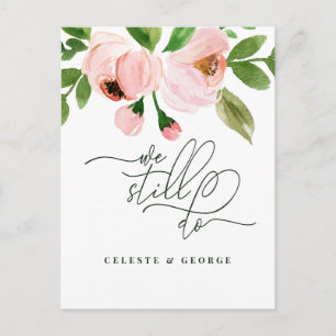 Carte Postale Faire-part L'aquarelle rose florale change de date mariage