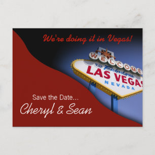 Carte Postale Faire-part Las Vegas Enregistrer la date (rouge foncé)