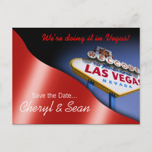 Carte Postale Faire-part Las Vegas Enregistrer la date (rouge métallique)
