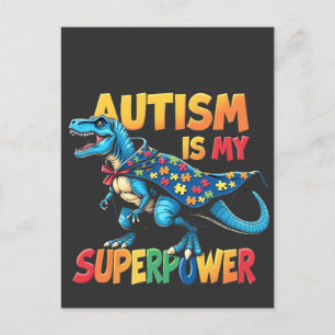Carte Postale Faire-part L'autisme est mon super-pouvoir Dinosaure Sensibil