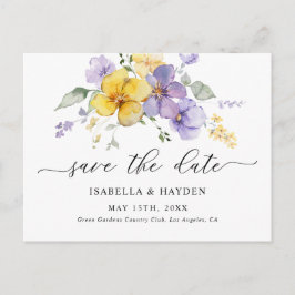 Carte Postale Faire-part Lavande Jaune Violette Lilac Floral Enregistrer La