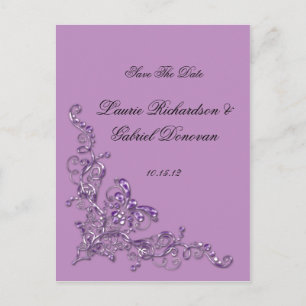 Carte Postale Faire-part Lavender Ornate Bijoux Enregistrer La Date
