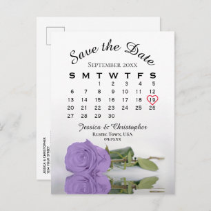 Carte Postale Faire-part Lavender Purple Rose Calendrier Enregistrer la dat