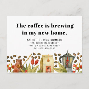 Carte Postale Faire-part Le café brasse dans ma nouvelle maison Citation se