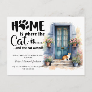 Carte Postale Faire-part le chat a déménagé ! nouvelle annonce d'adresse 