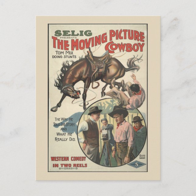 Carte Postale Faire-part Le Cowboy du film muet (Devant)