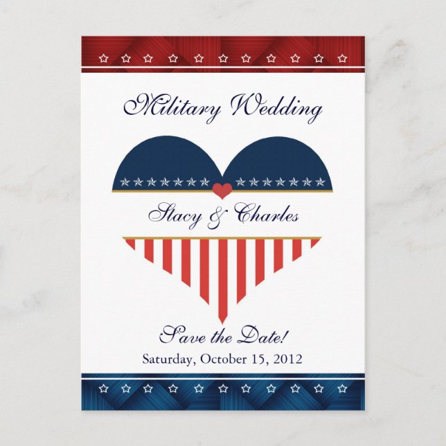 Carte Postale Faire-part Le mariage militaire du coeur des États-Unis Sauve (Devant)