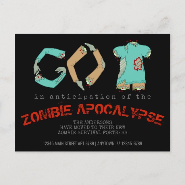 Carte Postale Faire-part Le zombi RETOURNENT nouveau déplacement drôle (Devant)