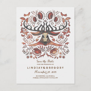 Carte Postale Faire-part Les cerfs, les animaux rustiques des bois sauvent 