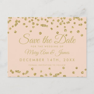 Carte Postale Faire-part Les confettis de parties scintillantes d'or font