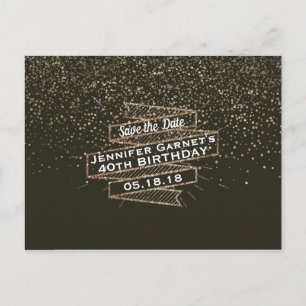Carte Postale Faire-part Les confettis d'or sauvent la fête d'anniversaire