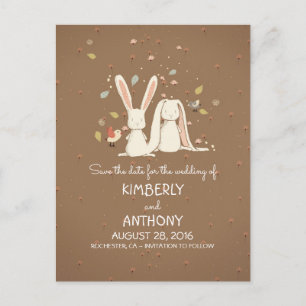 Carte Postale Faire-part Les couples mignons de lapins font gagner la date