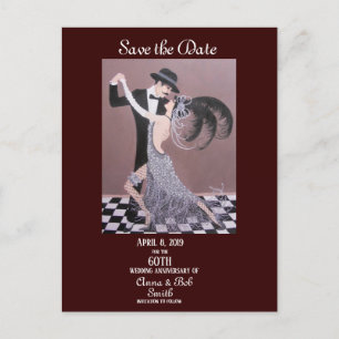 Carte Postale Faire-part Les danseurs d'art déco, font gagner la date,