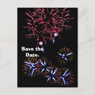 Carte Postale Faire-part Les feux d'artifice font gagner la date