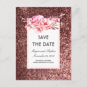 Carte Postale Faire-part Les parties scintillantes roses d'or et rougissent