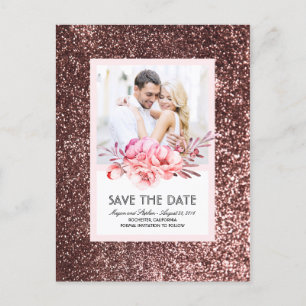 Carte Postale Faire-part Les parties scintillantes roses d'or florales