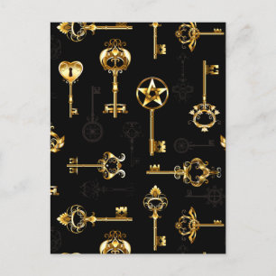 Carte Postale Faire-part Les Patters de Seamless avec Golden Keys