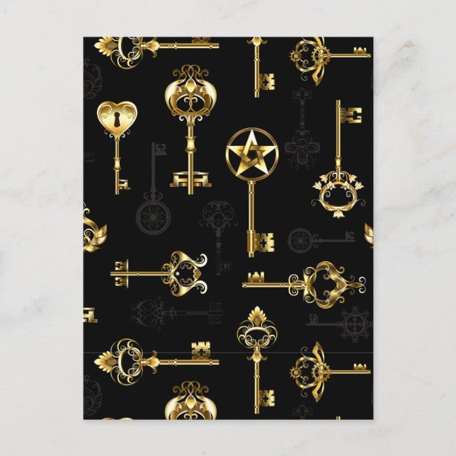 Carte Postale Faire-part Les Patters de Seamless avec Golden Keys (Devant)