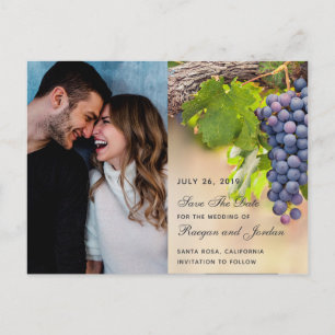 Carte Postale Faire-part Les raisins sur la photo de vignes sauvent la