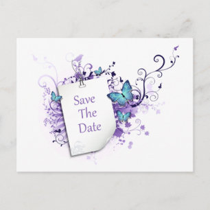 Carte Postale Faire-part Les remous pourpres de papillons bleus font gagner