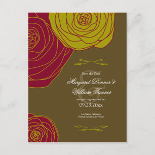 Carte Postale Faire-part Les roses élégants font gagner la date