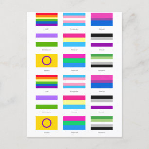 Carte Postale Faire-part LGBTQIA Pride 9 x DRAPEAUX Rainbow Awareness Chic