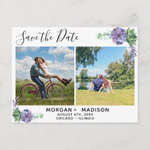 Carte Postale Faire-part Lilac succulents Photos Enregistrer la date
