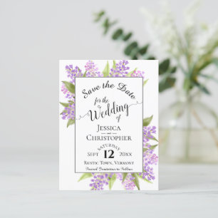 Carte Postale Faire-part Lilacs rustiques & Calligraphie Mariage Enregistre