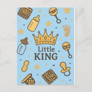 Carte Postale Faire-part Little King Baby shower