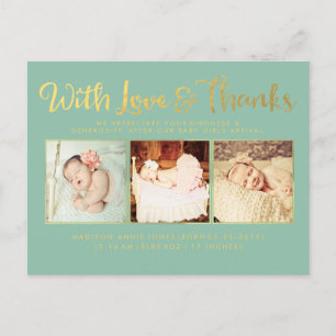 Carte Postale Faire-part L'or avec le Sip d'amour et de mercis et voient la