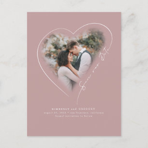 Carte Postale Faire-part Love Heart Élégant Minimal Enregistrer La Date Pho
