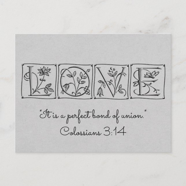 Carte Postale Faire-part Love Perfect Bond of Union~Écriture~Enregistrer la (Devant)